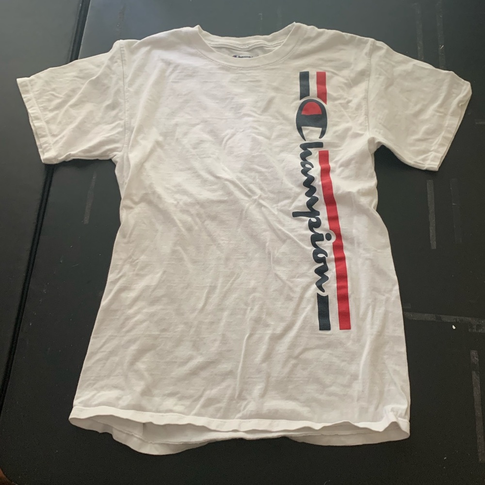 Champion white navy red t-shirt sz S